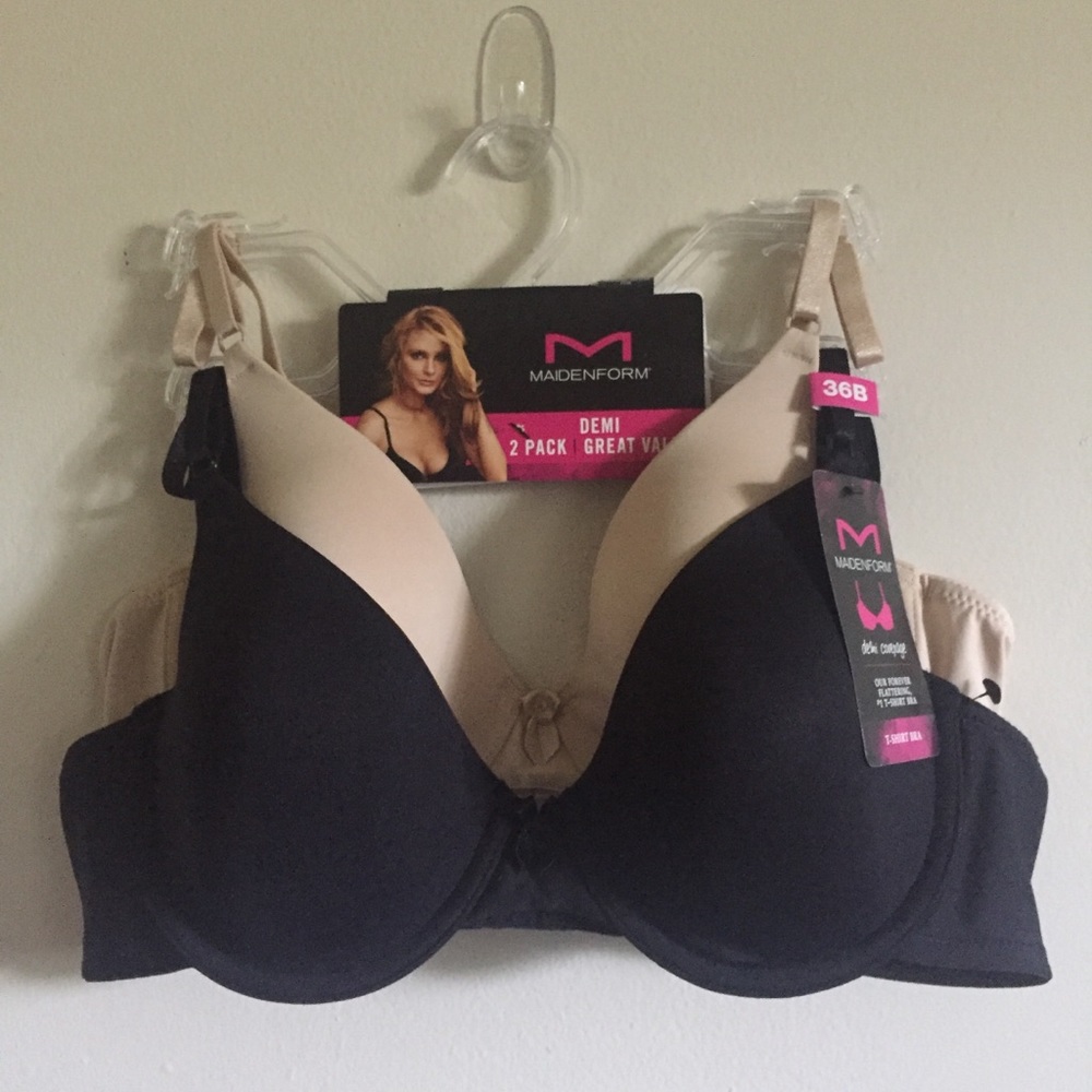Maidenform 2 T-Shirt Bras Beige Black